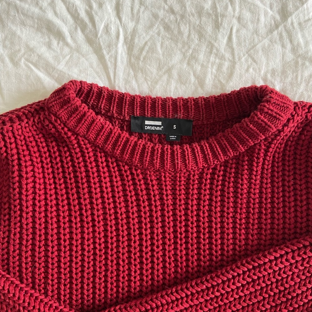 Cherry Red Dr. Denim knit sweater